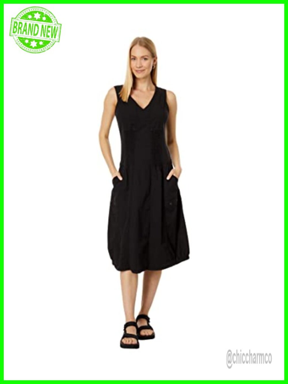 XCVI Gibbon Tank Dress A-Line Midi Sleeveless V-Neck Pullover